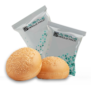 نان همبرگر بسته بندی شده با دستگاه بسته بندی نان همبرگر پیروزپک