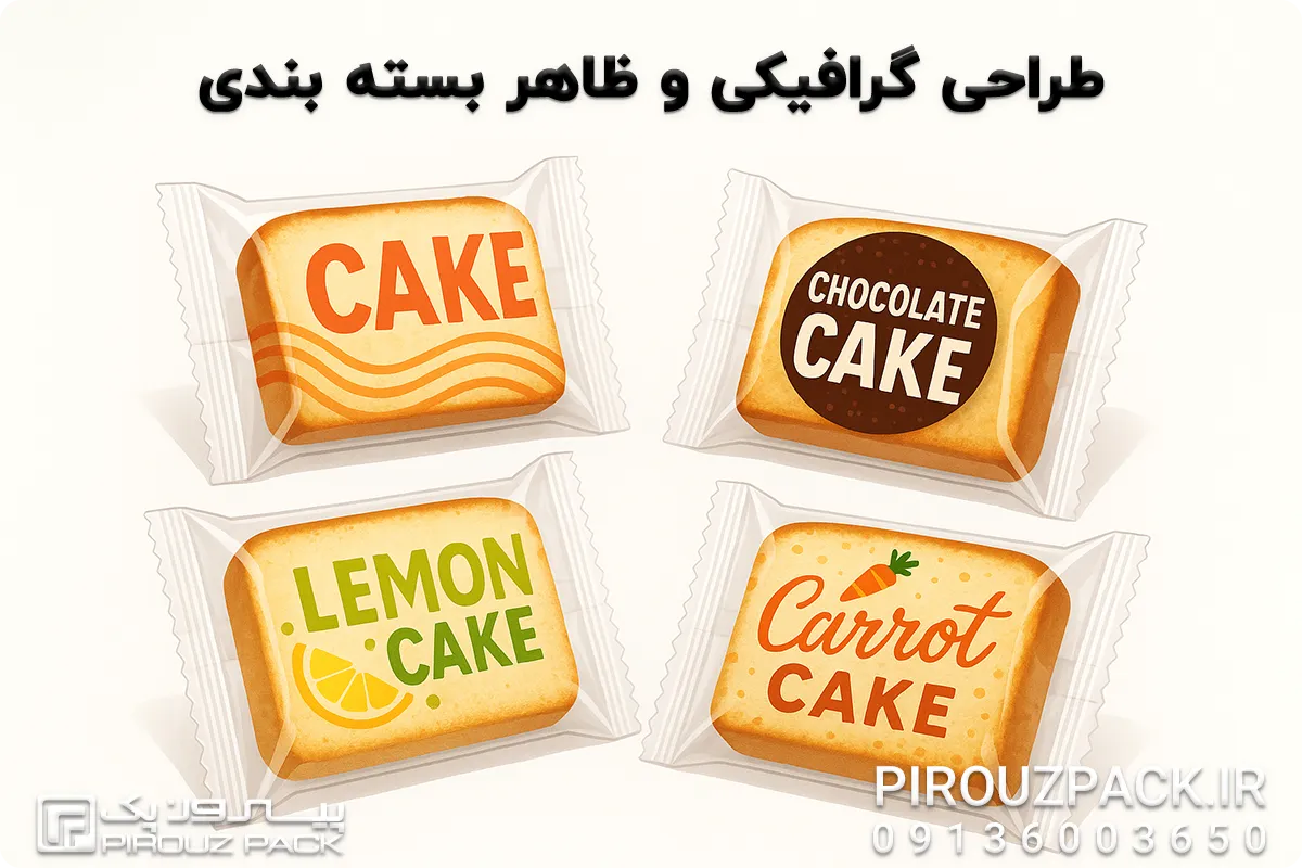 طراحی گرافیکی و ظاهر بسته بندی کیک