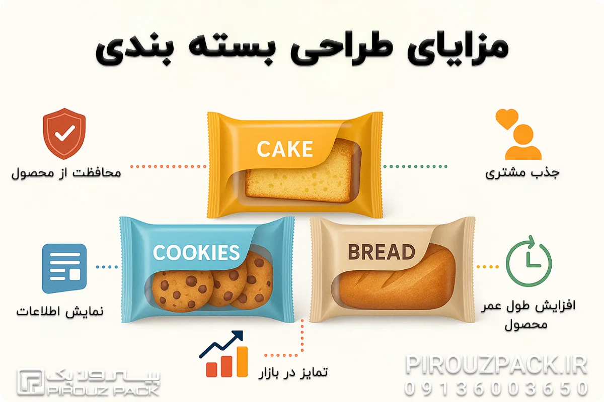اشاره به مزایای طراحی بسته بندی