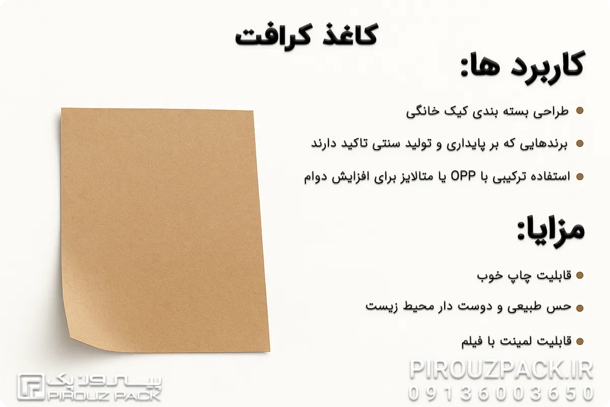 کاغذ کرافت برای طراحی بسته بندی کیک