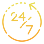 آیکون خدمات رسانی 24 ساعته در 7 روز هفته